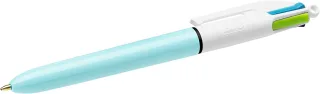 Bic 4 Colours Fun Boligrafo de Bola Retractil - Punta Media de 1.0mm - Tinta con Base de Aceite - Tinta de Colores: Rosa, Morado, Turquesa y Verde Lima - Cuerpo Azul Claro/Blanco · Pack de 1