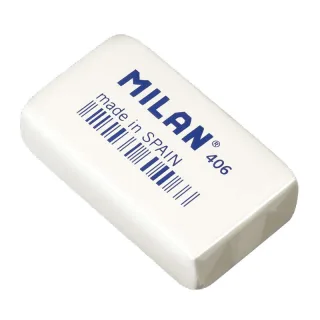 Milan 406 Goma de Borrar de Gran Tamaño Rectangular - Miga de Pan - Caucho Sintetico - Envuelta Individualmente - Color Blanco · Pack de 6 uds.