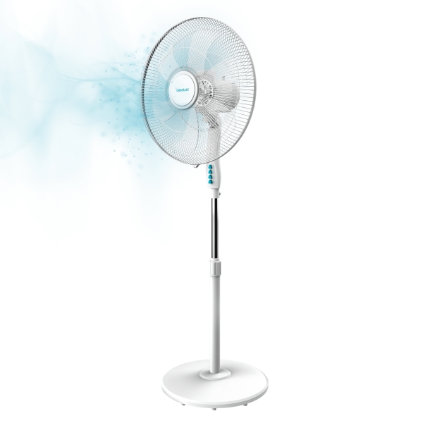 Cecotec EnergySilence 600 Max Flow Ventilador de Pie con 6 Aspas - Potencia de 70W - Diametro de 45cm - Motor de Cobre - 3 Velocidades - Oscilacion 75º - Altura Ajustable - 50x43x152cm - Col