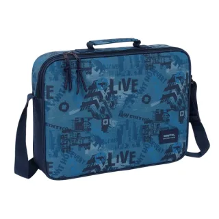 Safta New Edition Maletin con Cremallera - Bandolera Ajustable - Asa Forrada - Doble Tirador - Fondo Semirigido - 6L - 380x60x280mm - Color Azul