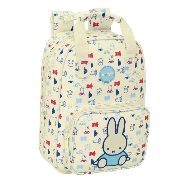Safta Miffy Buddy Mochila Infantil - Bolsillo Frontal - Tarjeta ID - Hombreras Acolchadas - Material Reciclado - Resistente al Agua - 4.5L - 200x80x280mm - Color Beige
