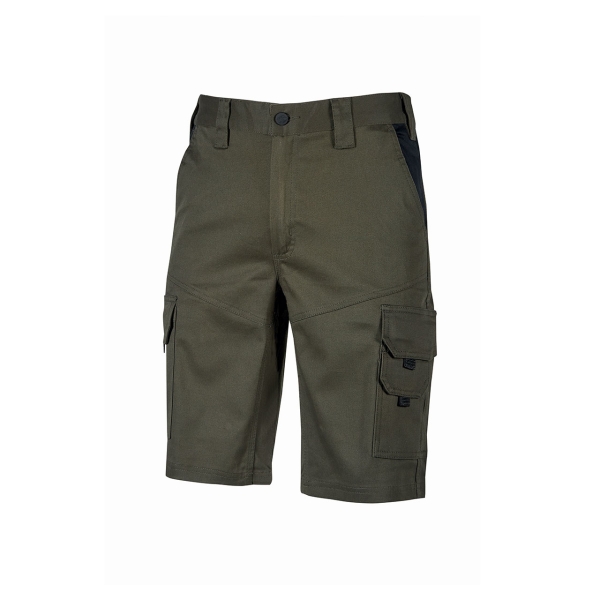 Upower Bonito Pantalones Cortos de Trabajo de Algodon Elastizado - Talla 2XL - Cinturilla Elastica, Bolsillos Multifuncionales, Cierre Cremallera, Costuras Reforzadas, Proteccion DPI1 - Colo