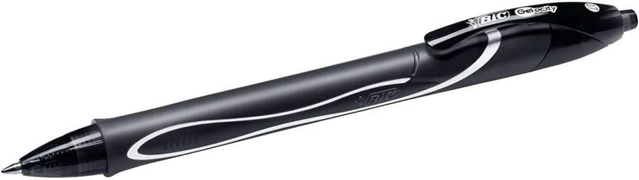 Bic Gel-Ocity Quick Dry Boligrafo de Gel Retractil - Punta Media de 0.7 mm - Tinta de Gel - Anti-Manchas - Secado Ultra Rapido - Color Negro · Pack de 12 uds.