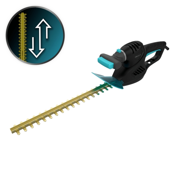 Cecotec TitaniumSword 450 Cortasetos - Espada de 45cm - Mando Rotatorio - Encendido Seguro - Cubierta Protectora - Cuchillas de Titanio - Color Negro
