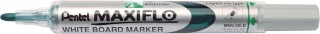 Pentel Maxiflo Rotulador para Pizarra Blanca - Punta de Bala - Ancho de Linea 2mm - Regulacion del Flujo de Tinta - 50% de Materiales Reciclados - Color Verde · Pack de 12 uds.