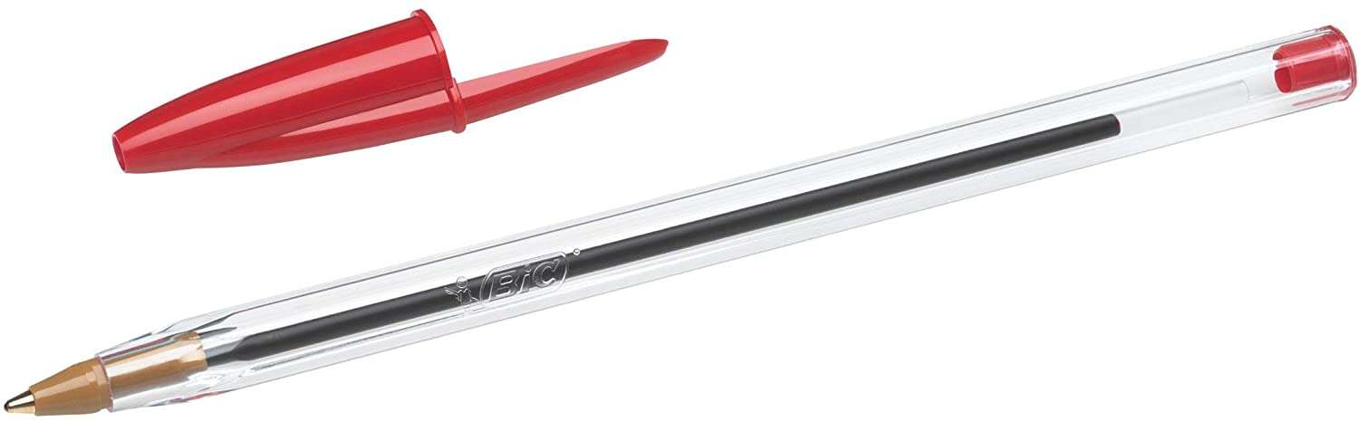 Bic Cristal Original Boligrafo de bola - Punta redonda de 1.0mm - Trazo 0.4mm - Tinta con Base de Aceite - Color Rojo · Pack de 50 uds.