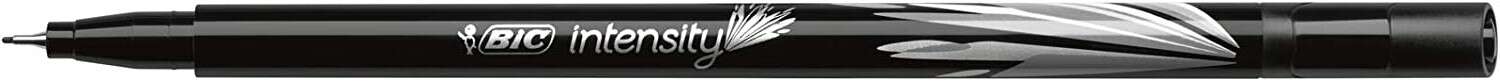 Bic Intensity Fine Rotulador de Punta Fina de 0.8mm - Trazo de 0.4mm - Tinta con Base de Agua - Color Negro · Pack de 12 uds.