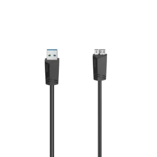 Hama Essential Cable USB - Longitud 0.75m - USB-A Macho - Micro-USB Macho - Velocidad hasta 5Gbps - Blindaje Doble - Color Negro