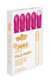 Jovi Twist Stick de Pintura de Cara - Hipoalergenico - Base Agua - Facil Aplicacion - Gran Cobertura - Seca Rapido - Facil de Retirar - sin Parabenos - Color Rosa · Pack de 5 uds.