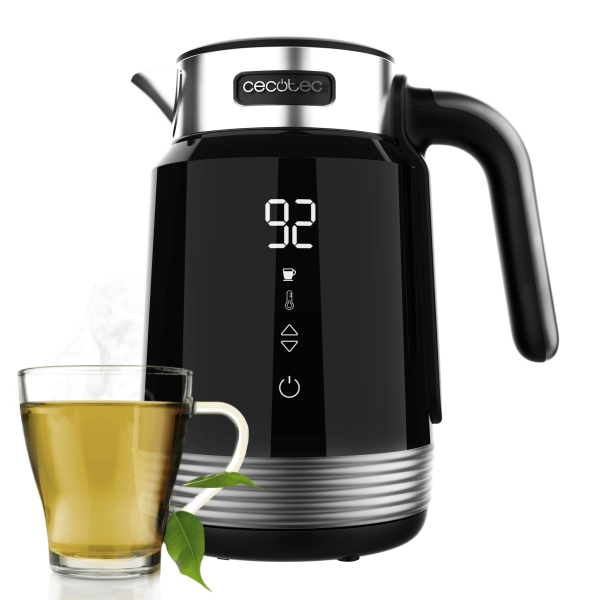 Cecotec ThermoSense 600 Touch Black Hervidor de Agua Electrico - 2200W - Capacidad 1.7L - Acero Inoxidable - Libre de BPA - Pantalla Tactil - Ajuste de Temperatura - Apagado Automatico - Col