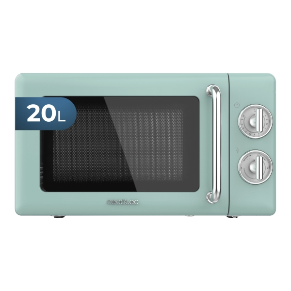 Cecotec Proclean 3010 Retro Green Microondas - 700W - Capacidad 20L - 6 Niveles - Estilo Vintage - Avisador Acustico - Color Menta