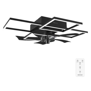 Cecotec EnergySilence LampAero 690 FlowLight Ventilador de Techo con 5 Aspas y Luz - 20W - Estilo Geometrico Moderno - 3 Tonos LED - Temporizador - 3 Velocidades - Modo Invierno - Color Negr