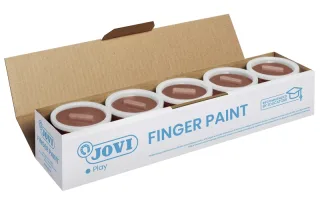 Jovi Bote de Pintura de Dedos - 125ml Pintura de Dedos - Ingredientes Naturales - Mezclables - Textura Gelatinosa - Lavable - Color Marrón · Pack de 5 uds.