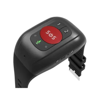 Leotec Senior Smart Band 4G - Geolocaliza en Tiempo Real - Localizacion por Medio de Redes WiFi y LBS - Monitor de Ritmo Cardiaco, Podometro, Tensiometro etc... - Color Negro/Boton SOS Rojo