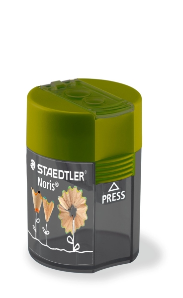 Staedtler 512 F Sacapuntas de 2 Orificios con Deposito - Para Lapices de 8.2mm y 10.2mm - Color Verde · Pack de 10 uds.