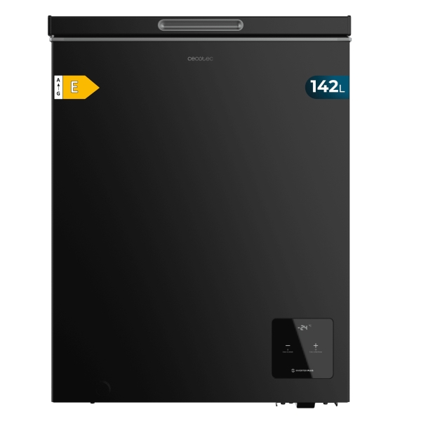 Cecotec Bolero CoolMarket Chest 142 Black E Congelador Horizontal Convertible - Capacidad 142L - Temperatura Regulable - Seguro Infantil - Cesta Interior - Compresor Inverter - Color Negro