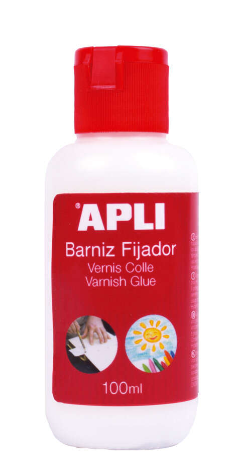 Apli Barniz Adhesivo Brillante 80ml - Proteccion Duradera - Secado Rapido - Facil Aplicacion - Transparente · Pack de 12 uds.