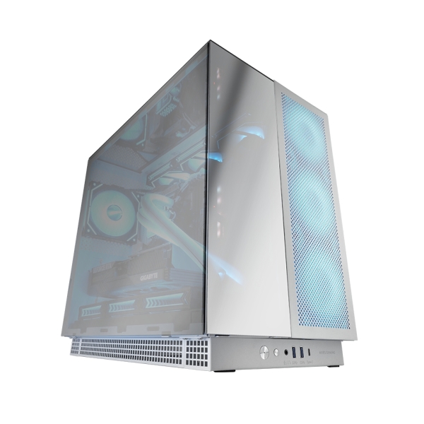 Mars Gaming MC-NOVA3 Caja Torre E-ATX - Aluminio de Grado Aeroespacial - Triple Cristal Cromado - 7 Ranuras de Expansion - 7 Ranuras de Expansion - Compatible con Refrigeracion Liquida - Color Aluminio