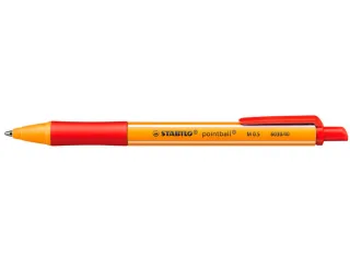 Stabilo Pointball Boligrafo Retractil - Punta de 1mm - Tinta con Base de Aceite - Recargable - 79% Plastico Reciclado - Grip Antideslizante - Color Rojo · Pack de 10 uds.