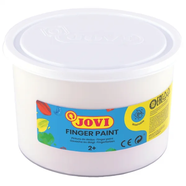 Jovi Finger Paint Bote de 500ml Pintura de Dedos - Ingredientes Naturales - Colores Mezclables - Textura Gelatinosa - Lavable - Color Blanco