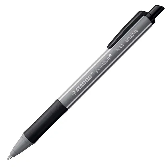 Stabilo Pointball Colorful Boligrafo Retractil - Trazo 0.5mm - Hecho con 87% Bioplastico - Grip Antideslizante - Recargable - Color Negro · Pack de 10 uds.