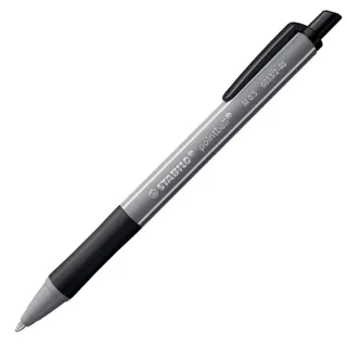 Stabilo Pointball Colorful Boligrafo Retractil - Trazo 0.5mm - Hecho con 87% Bioplastico - Grip Antideslizante - Recargable - Color Negro · Pack de 10 uds.