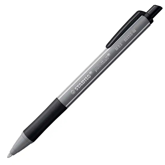 Stabilo Pointball Colorful Boligrafo Retractil - Trazo 0.5mm - Hecho con 87% Bioplastico - Grip Antideslizante - Recargable - Color Negro · Pack de 10 uds.