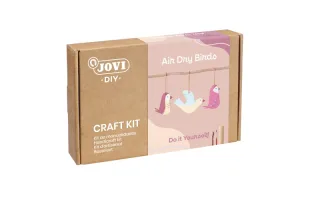 Jovi Diy Kit de Manualidades para Hacer Pajaros - Pasta Endurecible Air Dry - 500g Airdry - Rodillo de Madera - Herramientas de Modelaje - Pintura Gouache - Pinceles - Libreta - Cuerdas de L
