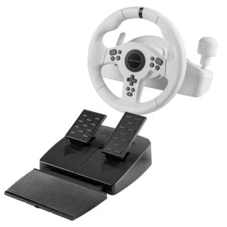 Mars Gaming MWH-RSXONE Juego de Volante 270º y Pedales de Carreras XL - Respuesta Instantanea - Vibracion Inmersiva - Levas y Palanca Secuencial Integrada - 11 Botones - DPad - 260x275x240mm
