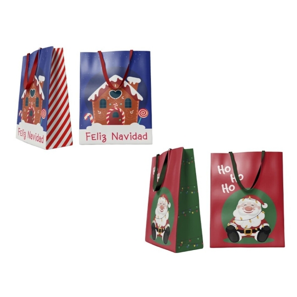 Bismark Bolsa de Papel Navidad Jumbo - Tarjeta para Personalizar - 2 Diseños Diferentes Aleatorios