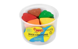 Jovi My First Crayon Bote de 30 Ceras con Forma de Oso - Diseño Ergonomico - No Manchan - Resistentes - Fomentan El Correcto Agarre - Trazos Finos y Gruesos - Color Surtido