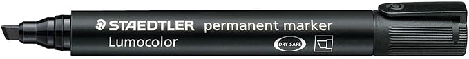 Staedtler Lumocolor 350 Rotulador Permanente - Punta Biselada 2-5mm aprox. - Tinta Base de Alcohol - Secado Rapido - Color Negro · Pack de 10 uds.