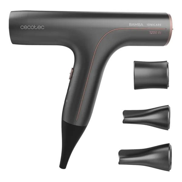 Cecotec Bamba Ionicare 6000 RockStar Soft Secador de Pelo 2 en 1 - Selector Tactil - Calentamiento Ultrarrapido - Rango de 140 a 200°C - Punta Fria - Cable Giratorio 360º - Color Gris Oscuro