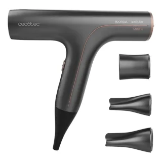 Cecotec Bamba Ionicare 6000 RockStar Soft Secador de Pelo 2 en 1 - Selector Tactil - Calentamiento Ultrarrapido - Rango de 140 a 200°C - Punta Fria - Cable Giratorio 360º - Color Gris Oscuro