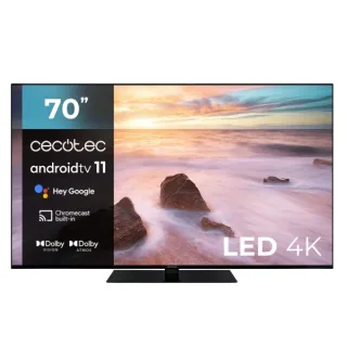 Cecotec A2 series ALU20070ZS Televisor Smart TV sin Marco de 70" LED con Resolucion 4K UHD - Android TV 11 - Chromecast Integrado - Dolby Vision y Atmos - HDMI 2.1 48Gb - Peana Central - Col