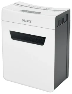 Leitz IQ Protect Premium 8X Destructora de Papel Manual Corte en Particulas P-4 - Destruye hasta 8 Hojas - Ultrasilenciosa - Papelera de 14L - Color Blanco/Gris