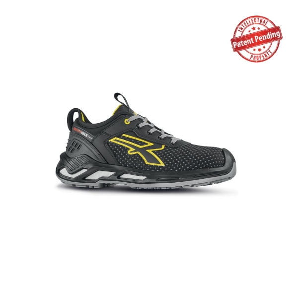 Upower Sven S ESD Calzado de Seguridad Bajos - Talla 35 - Resistencia a la Abrasion, Impermeables y Transpirables, Puntera de Aluminio, Suela Antideslizante, Proteccion S3S CI FO SR - Color Negro Amarillo