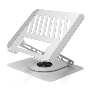 Aisens Soporte Sobremesa XL para Portatil / Tablet - Giratorio y Ajustable - Rotacion 360° - Plegable y Compacto - Antideslizante - Compatible 10-17" - Color Plata