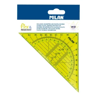 Milan Flex and Resistant Acid Escuadra Geometrica 14cm - Borde Biselado - Flexible - Translucido - Color Rosa