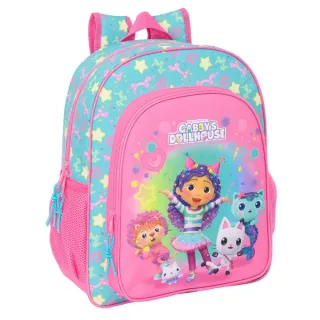 Safta Gabby's Dollhouse Confetti Mochila - Adaptable a Carro - Portabotellas - Tirador Doble - Hombreras Acolchadas Ergonomicas - Bolsillo Frontal - Asa de Mano - 15L - 320x120x380mm - Color