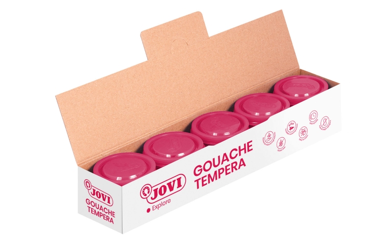 Jovi Bote de Tempera Escolar 35ml - Aplicacion en Multiples Superficies - Uso con Pincel, Rodillo o Espatula - Colores Mezclables - Color Magenta