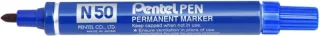Pentel Pen N50 Rotulador Permanente - Punta de 4.3mm - Resistente a Agua y Luz - Color Azul · Pack de 12 uds.