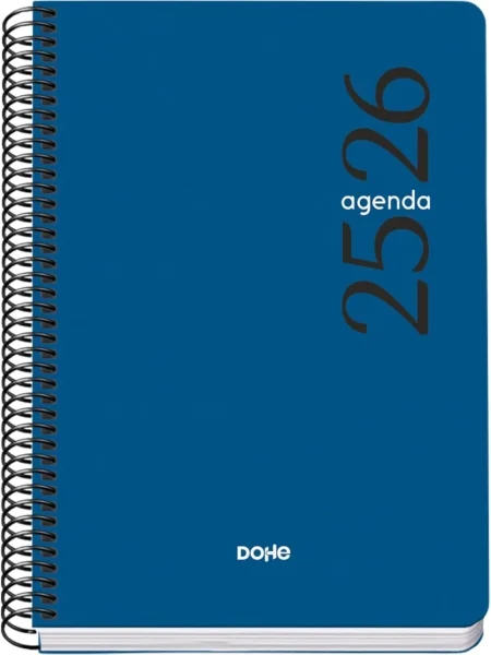 Dohe Esencial Agenda Escolar 25/26 Espiral A5 - Semana Vista - Papel 70g/m2 - Cubierta en Polipropileno - Color Azul