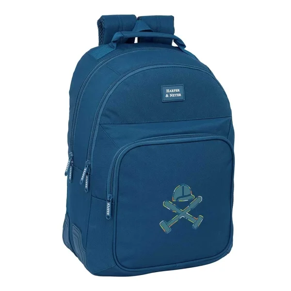 Safta Harper and Neyer Mochila con 2 Compartimentos - Antirozaduras - Adaptable a Carro - Portabotellas - Tirador Doble - Hombreras Ergonomicas - 20L - 320x150x420mm - Color Azul Marino
