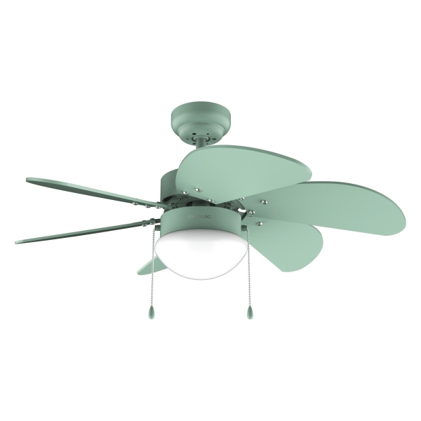 Cecotec EnergySilence Aero 3600 Vision Full Green Ventilador de Techo con 6 Aspas y Lampara Integrada - 50W - Diametro de 36" - 3 Velocidades - Modo Invierno/Verano - Control por Cadena - Color Verde