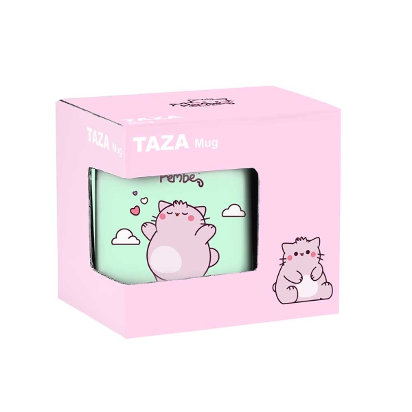 Safta Pembe The Pink Cat Taza Ceramica de 350ml - 80x80x95mm - Color Menta