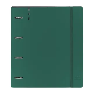 Safta Carpeta con 4 Anillas 35mm - Tapas de PP Foam - Recambio 100 Hojas - Cierre Elastico - Ranura para Boligrafo - Solapa Interior - Separadores Internos - 270x40x320mm - Color Verde Oscur