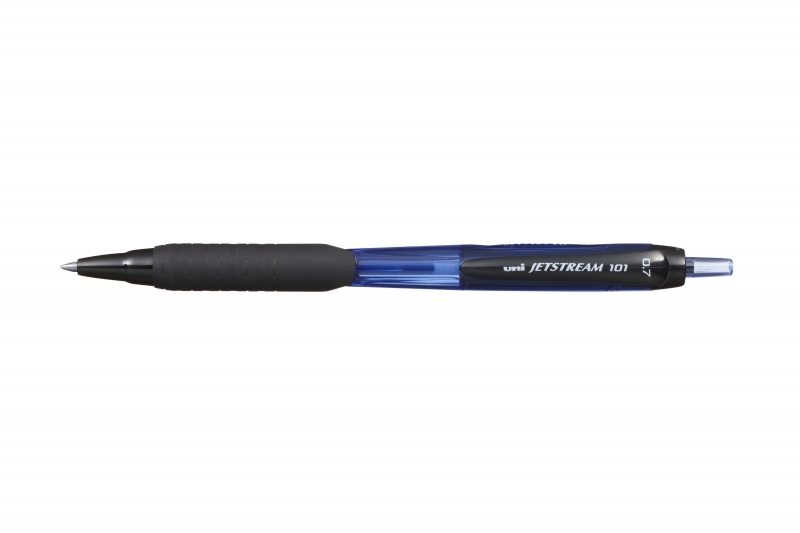 Uni-ball JetStream 101 Boligrafo de Tinta - Punta Bola 0.7mm - Trazo 0.35mm aprox. - Tinta de Secado Instantaneo - Grip de Goma - Color Azul · Pack de 12 uds.