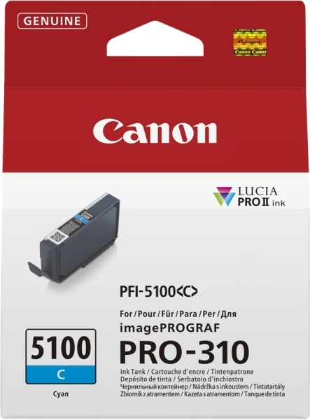 Canon PFI5100 Cyan Cartucho de Tinta Original - 6953C001/PFI-5100C