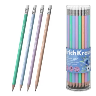 ErichKrause JOY Pastel Bloom Lapiz de Grafito con Goma de Borrar - Mina HB - Cuerpo Redondo - Plastico - Agarre Ergonomico - Colores Surtidos · Pack de 42 uds.